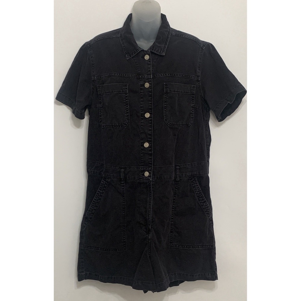 GAP Utility Romper Women's Washed Black Shorts One Piece 100% COTTON - Size L